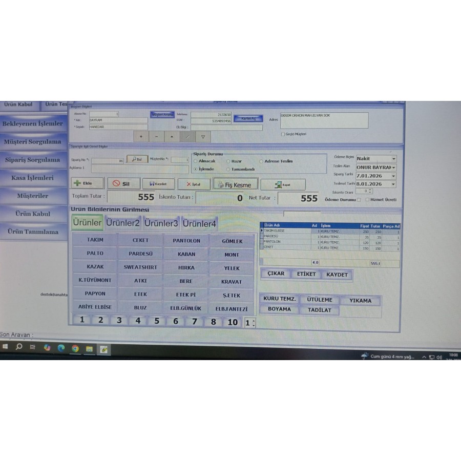 Kuru Temizlemeci Sipariş Takip Programı
